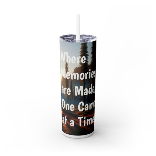 Skinny Tumbler with Straw, "Where Memories are Made, One camp at a Time, Boondock Buddies Style, 20oz